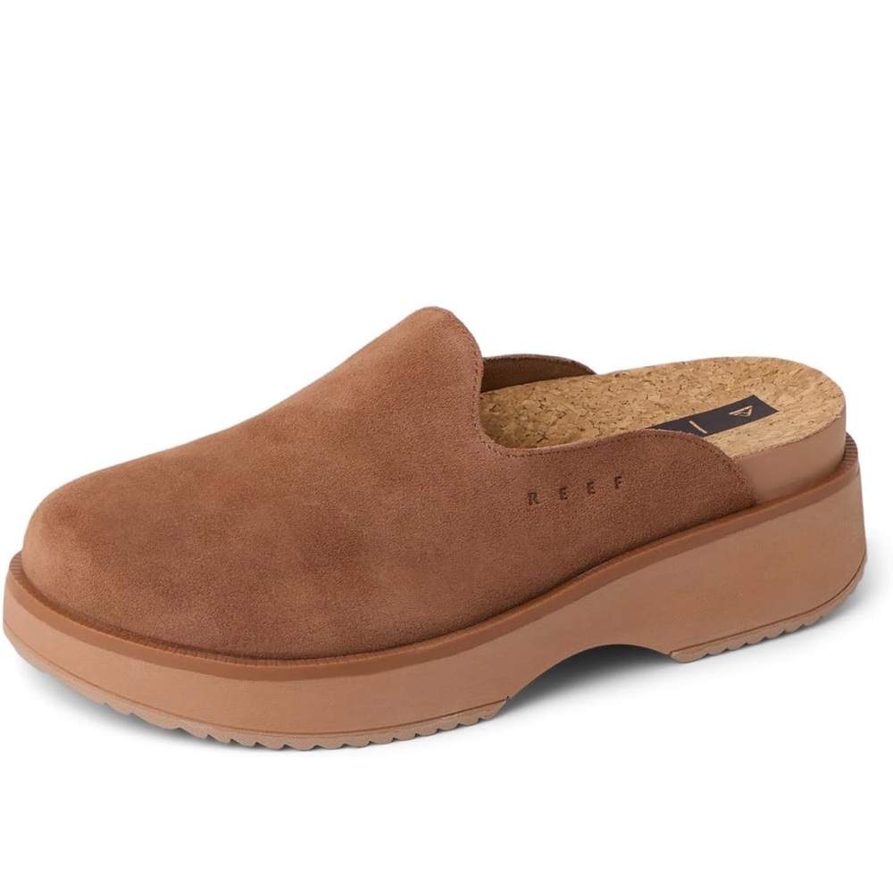 Reef Women’s Skye Vista Tan Suede Slip-On Platform Mule Clog